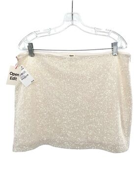 Open Edit Ivory Dove Sequin Mini Skirt New Size Large